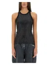 Attico Black Hotfix Crystal Tank Top In Black