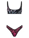 Attico Multicolor Animal Print Bikini Set In Multicolour