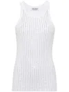 Attico White Tank Top With Multicolor Rhinestone In Jersey Woman In White