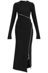 Attico Zip-up Jersey Midi Dress In Black