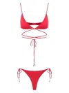 Attico Wrap-around Straps Triangle Top Bikini In Red
