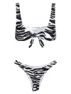 Attico Zebra Print Two Piece Bikini In Black