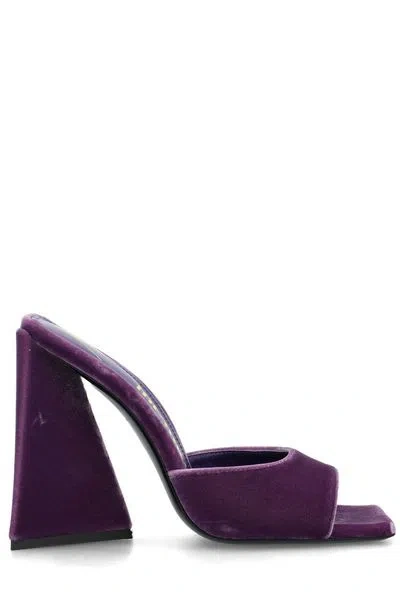 Attico Devon Velvet Mules In Purple