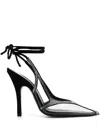 Attico Rhinestoned Venus Chrome See Through Slingbacks 10cm In Silver