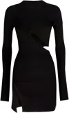Attico Cut-out Ribbed-knit Minidress In Black