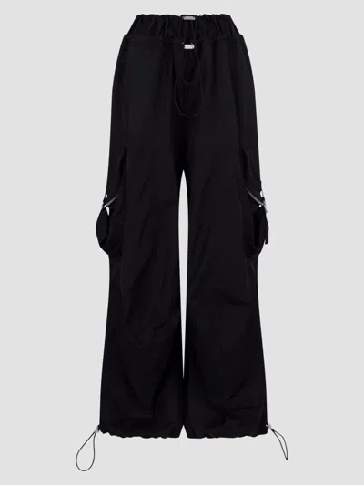 Attico Women's Wide-leg Drawcord Cargo Pants In Black