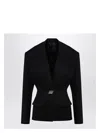 Attico Black Wool Single-breasted Jacket With Epaulettes