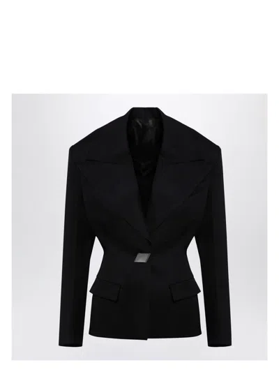 ATTICO WOMEN'S WOOL SINGLE-BREASTED JACKET WITH EPAULETTES