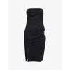Attico Womens Black Engraved-hardware Bandeau Wool Mini Dress In Black