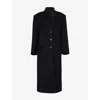 Attico Womens Single-breasted Flap-pockets Relaxed-fit Wool-blend Coat Black In Black