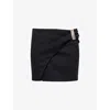 Attico Womens Black Wrap Midi-waist Stretch-wool Mini Skirt In Black