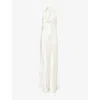 Attico Womens Halterneck Open-back Satin Maxi Dress Ivory In White