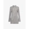 Attico Womens Melange Grey Crystal-embellished Polo-collar Cotton Mini Jumper Dress In Gray