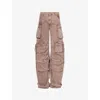 Attico Pink Jeans With Logo Patch On The Rear And Turn-up Cuffs In Denim Woman In Washed Mauve