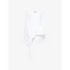 Attico Womens White Asymmetric Monogram Cotton-blend Mini Dress In White