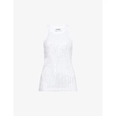 ATTICO WOMENS THE ATTICO CRYSTAL-EMBELLISHED RIBBED COTTON TANK TOP