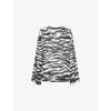Shop Attico Womens White/black Zebra Plunge-v-neck Cotton-poplin Blouse
