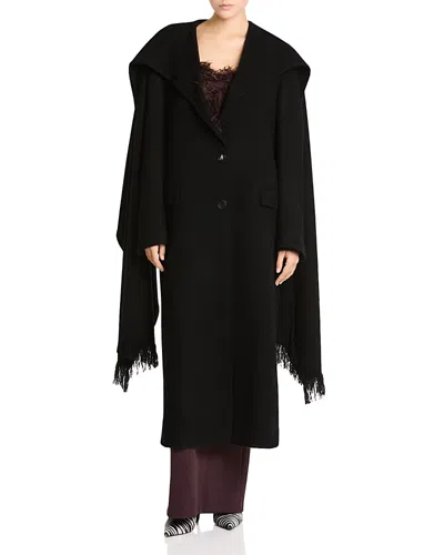 Attico Wool & Cashmere Long Coat In Black