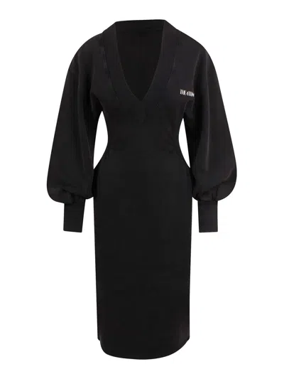 Attico Wool And Cashmere Midi Dress In Black