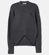 Attico Asymmetric Wool Cashmere Sweater In Grey