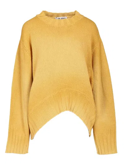 Attico Wool And Cashmere Sweater Knitwear Beige In Yellow