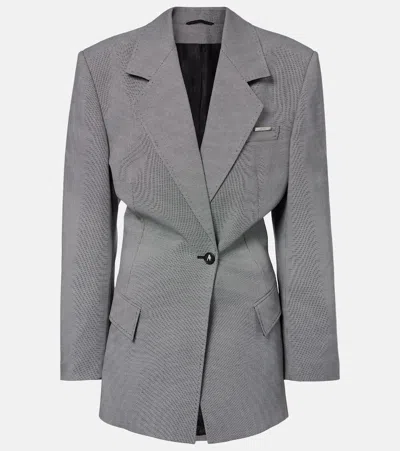 Attico Tailored Blazer Padded Shoulders Long Sleeves In Black