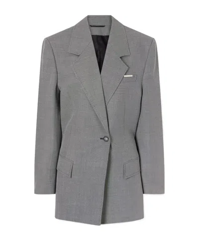 Attico Wool And Cotton-blend Blazer In Gray