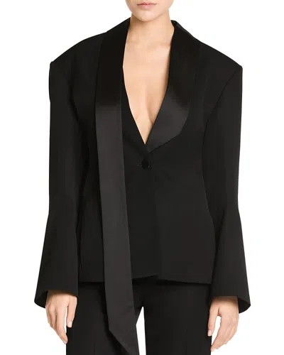 Attico Wool & Satin Tuxedo Jacket In Black