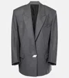 Attico Single-breasted Oversized Wool Blazer In Grau