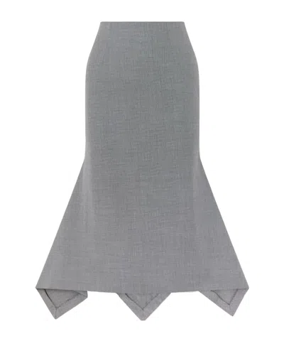 Attico Wool And Cotton-blend Midi Skirt In Gray