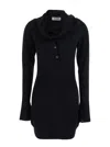 Attico Knee Length Dress Featuring Button Detailing In Black