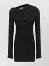 Attico Knee Length Dress Featuring Button Detailing In Black