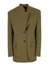 Attico Maxi Shoulder Strap Blazer Blazers Green In Green