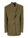 Attico Maxi Shoulder Strap Blazer Blazers Green In Green