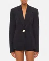 Attico Black Wool Single-breasted Jacket With Epaulettes In Black