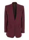 Attico Padded-shoulder Gabardine Blazer In Burgundy