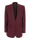 Attico Padded-shoulder Gabardine Blazer In Burgundy