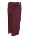 Attico Wool Gabardine Midi Skirt Skirts Bordeaux In Burgundy