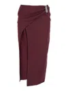 Attico Wool Gabardine Midi Skirt Skirts Bordeaux In Burgundy