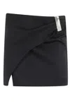 Attico Wool Gabardine Mini Skirt With Metallic Detail In Black