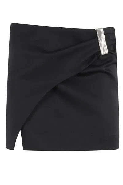 ATTICO WOOL GABARDINE MINI SKIRT WITH METALLIC DETAIL