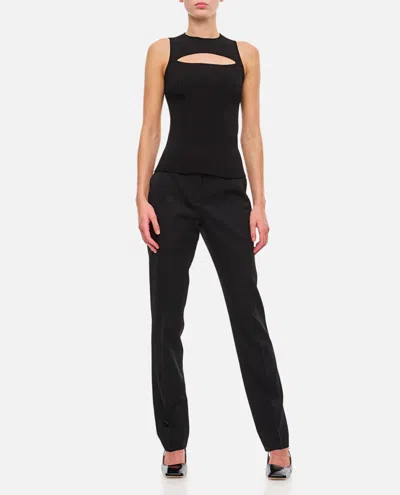 Attico Wool Gabardine Straight Pants In Black