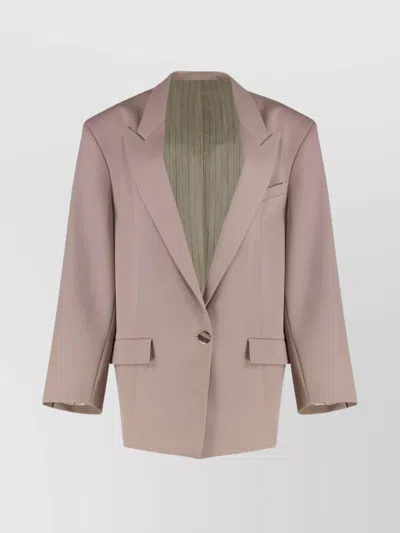 Attico Wool Jacket With Lapel Collar And Pockets In Pink