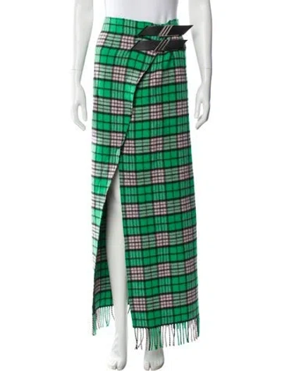 Pre-owned Attico Wool Long Skirt In Green