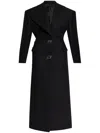 Attico Buttoned Long Coat In Black