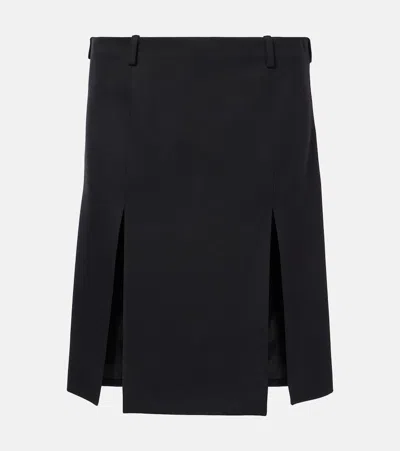 Attico Virgin Wool Midi Skirt In Black