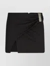 Attico Womens Black Wrap Midi-waist Stretch-wool Mini Skirt In Black