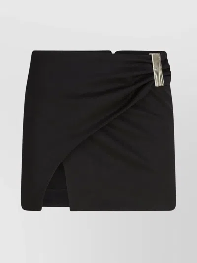 ATTICO WOOL MINI SKIRT DRAPED METALLIC OVERLAPPING