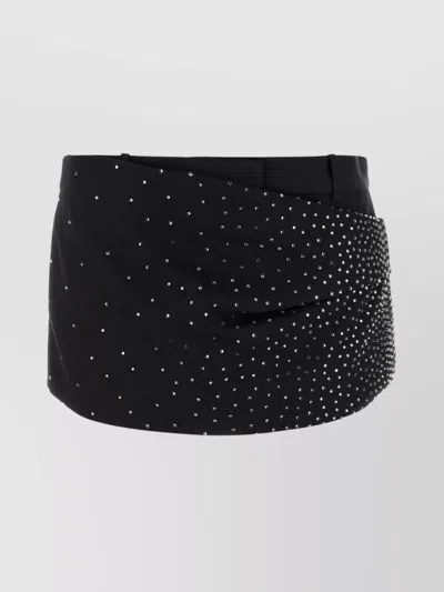 Attico Wool Shorts Featuring Embellished Design In Black