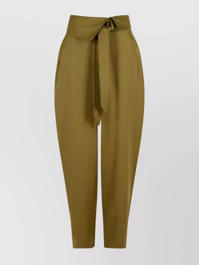 ATTICO WOOL TROUSERS WITH BELTED HIGH-WAISTED DESIGN